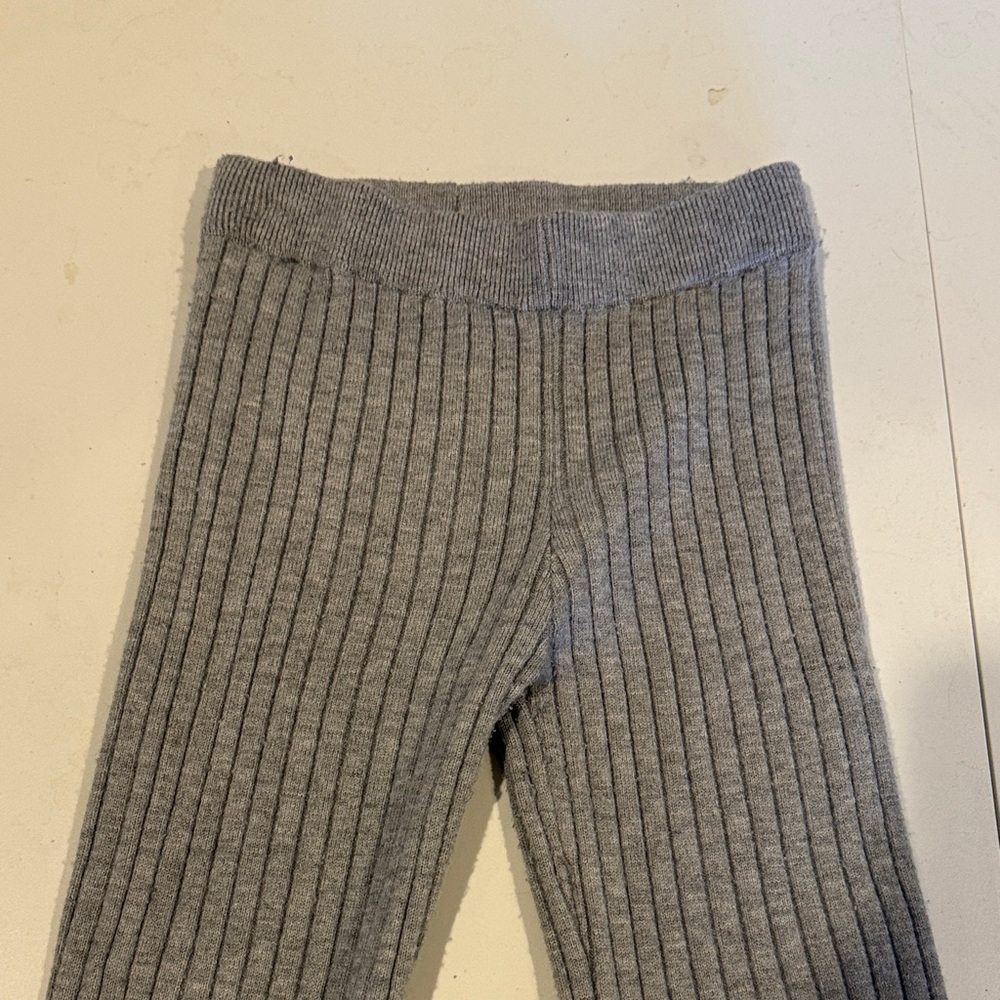 Rylee + Cru Charcoal Ribbed Knit Kids Leggings